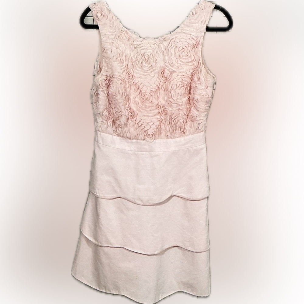 Sleeveless Light Pink Rosette Tiered Midi Dress - Elegant Occasion Wear